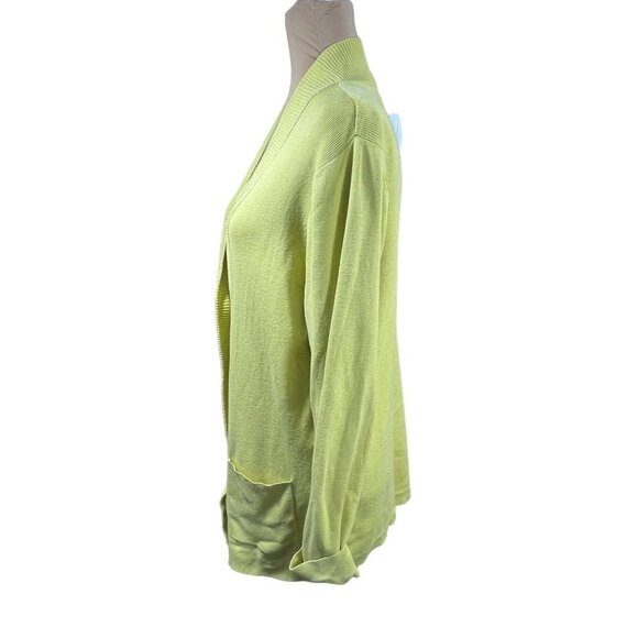 Coldwater Creek Women's Button Front Cardigan Sweater Chartreuse Size M Medium - Picture 2 of 6